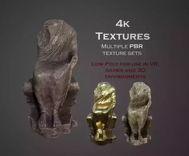 Statue of  Dionysus  AKA  Bacchus  Low-poly 3D model