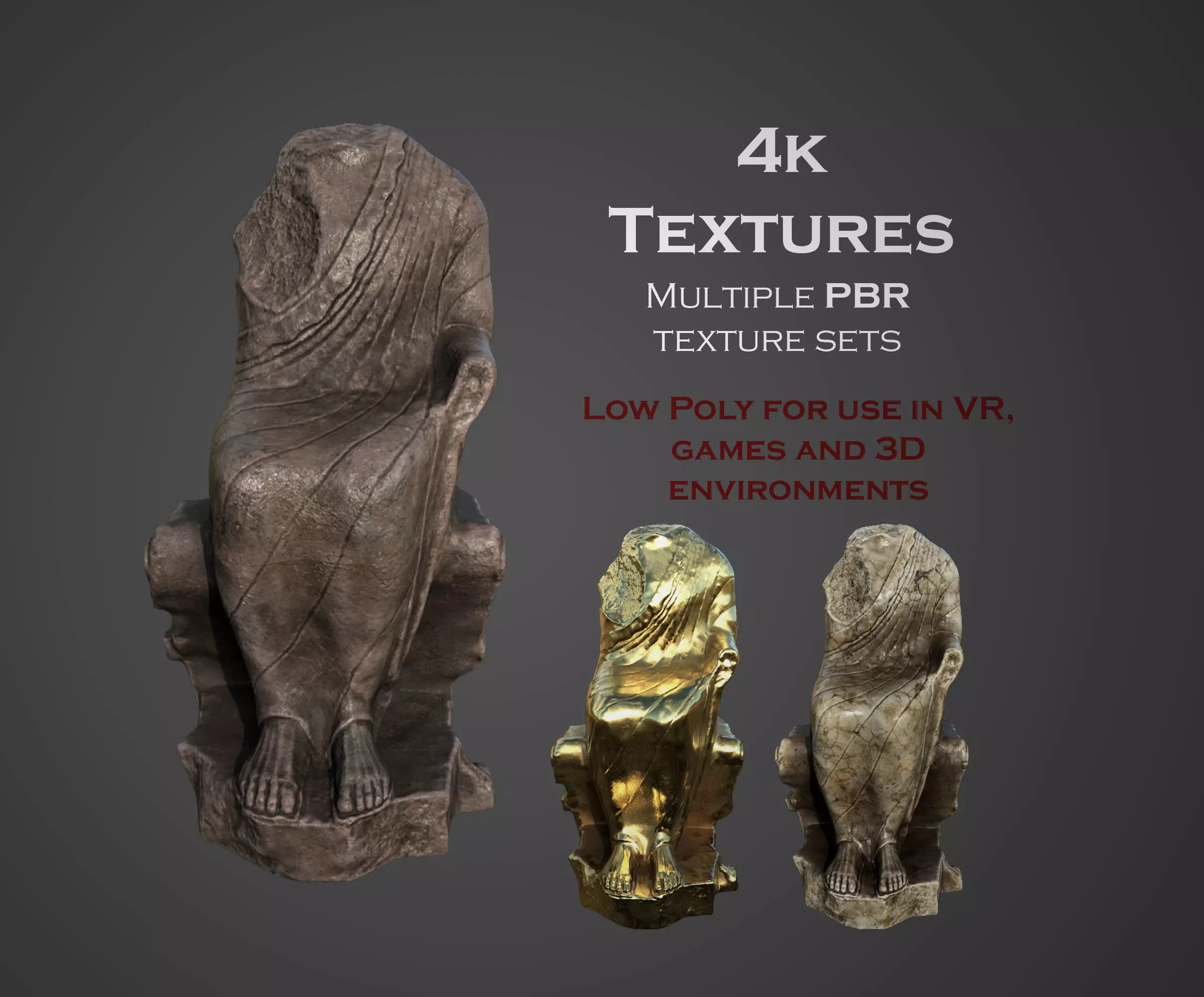 Statue of  Dionysus  AKA  Bacchus  Low-poly 3D model_0