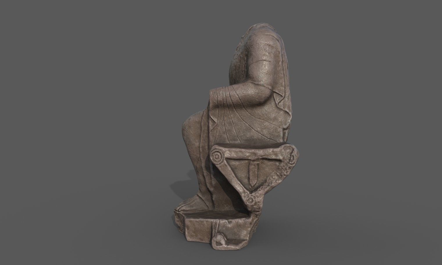 Statue of  Dionysus  AKA  Bacchus  Low-poly 3D model_3