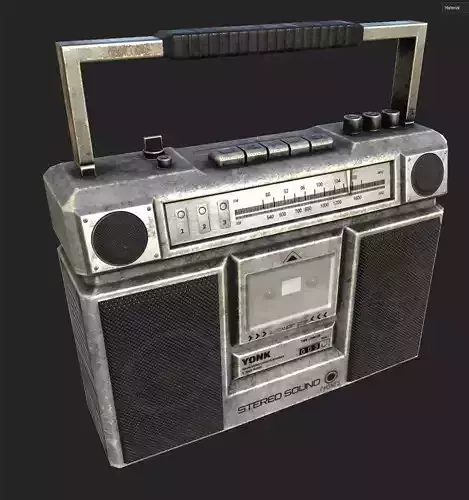 80s stereo radio cassette player LOW POLY GAME ASSET