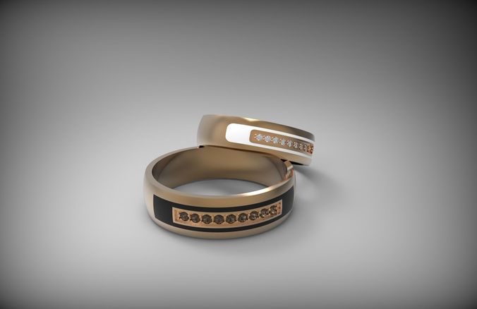 wedding ring with enamel STL 3D print model
