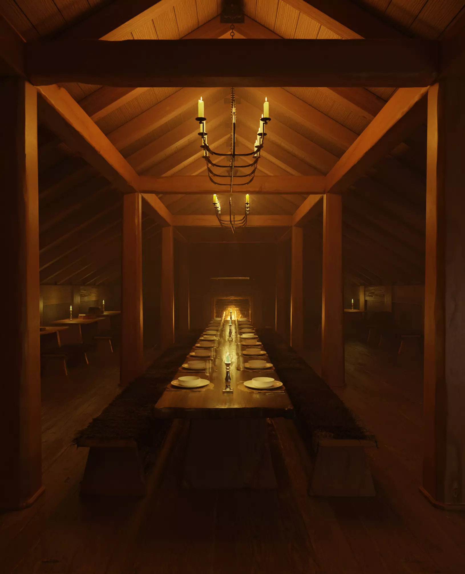 Viking house interior 3D model