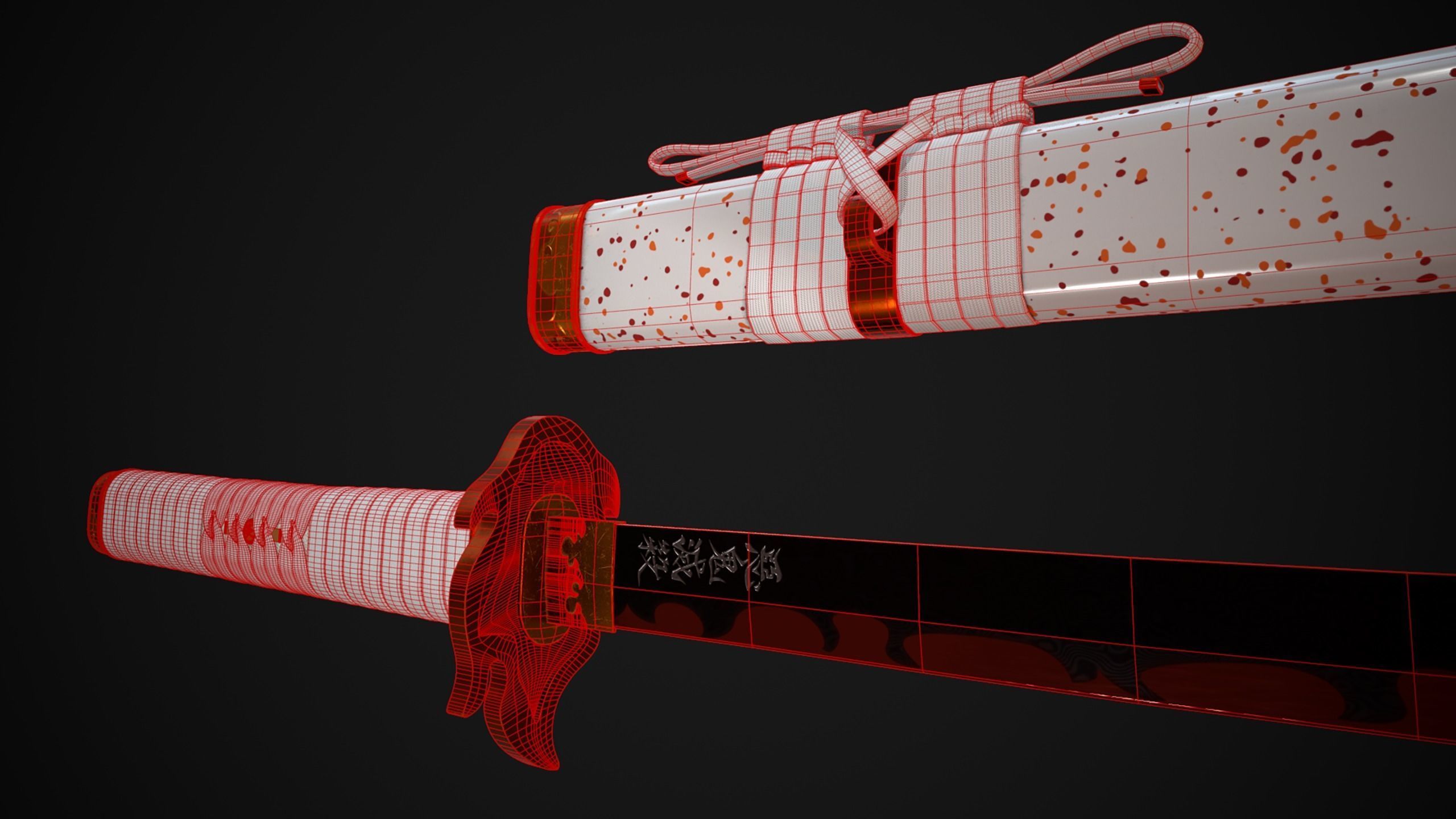 Kyojuro Rengoku Katana - Kimetsu no Yaiba Fanart Free 3D model_13