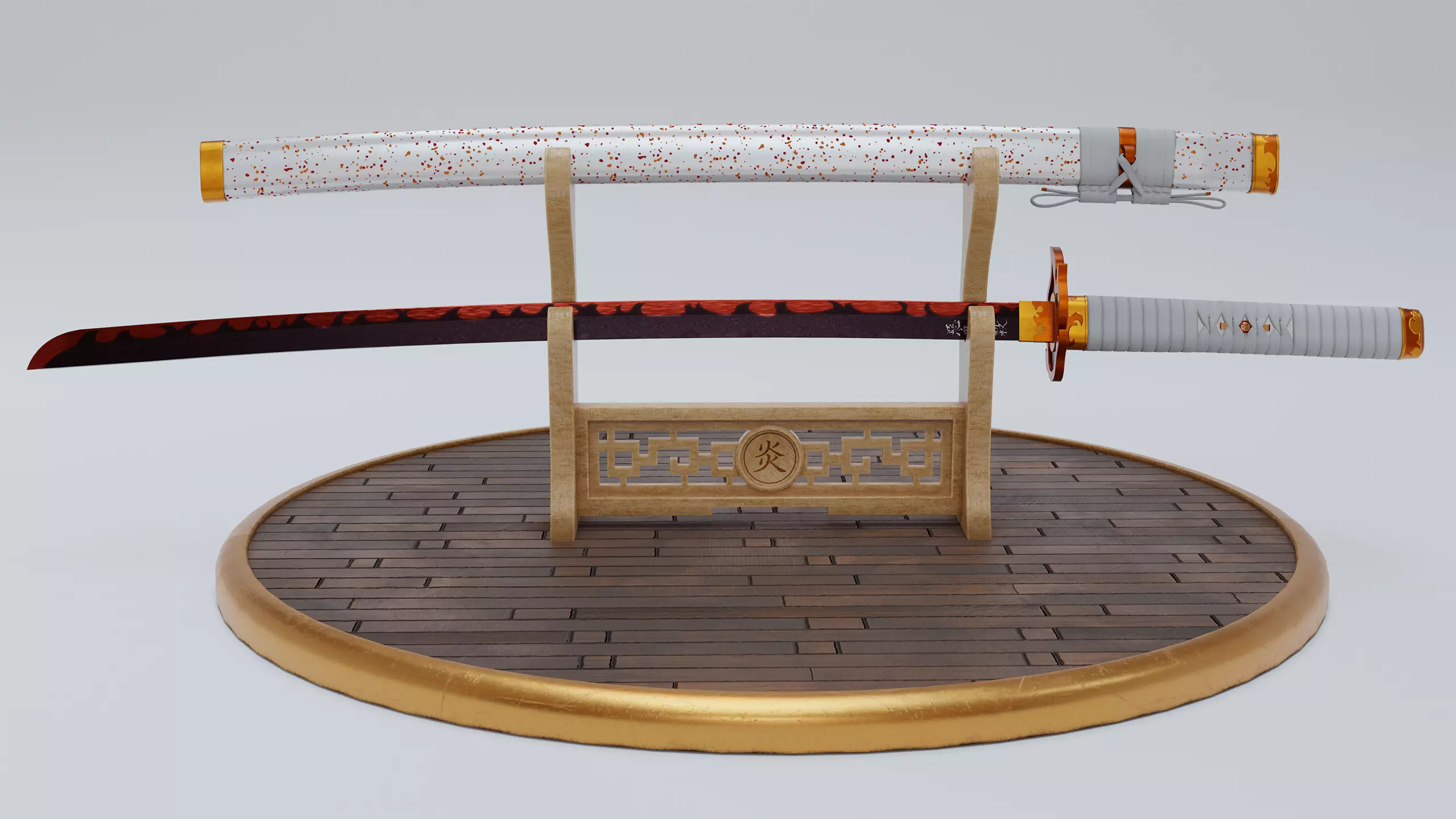 Kyojuro Rengoku Katana - Kimetsu no Yaiba Fanart Free 3D model_0