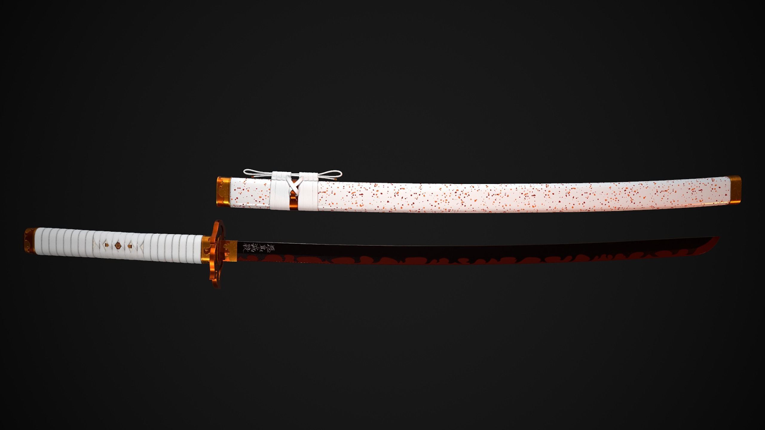 Kyojuro Rengoku Katana - Kimetsu no Yaiba Fanart Free 3D model_10