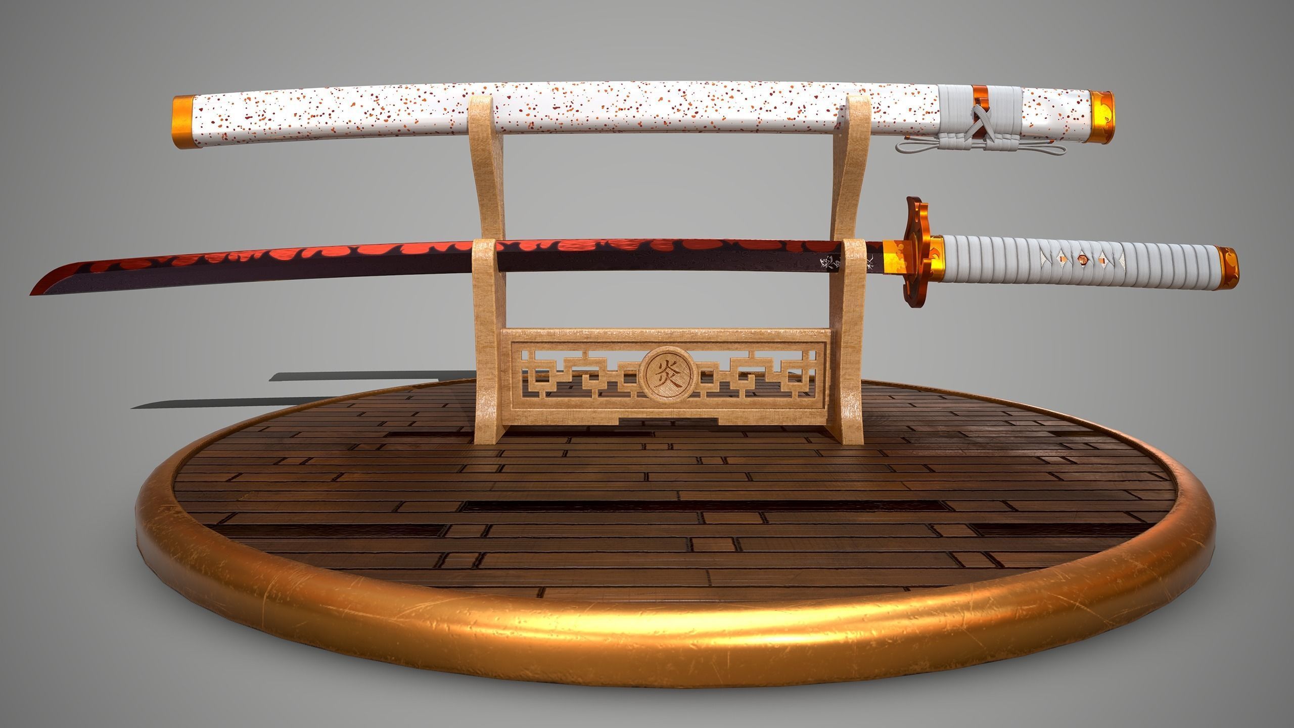 Kyojuro Rengoku Katana - Kimetsu no Yaiba Fanart Free 3D model_8