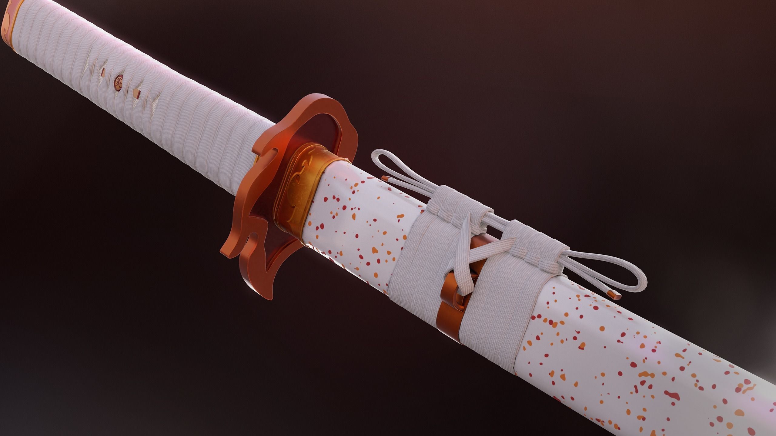 Kyojuro Rengoku Katana - Kimetsu no Yaiba Fanart Free 3D model_6