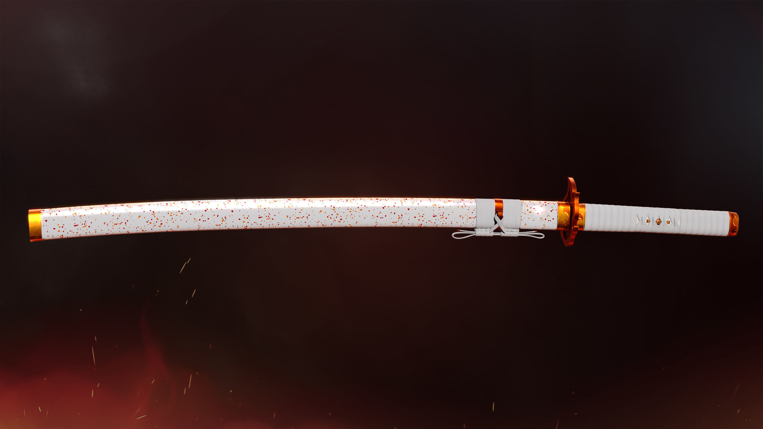 Kyojuro Rengoku Katana - Kimetsu no Yaiba Fanart Free 3D model_3