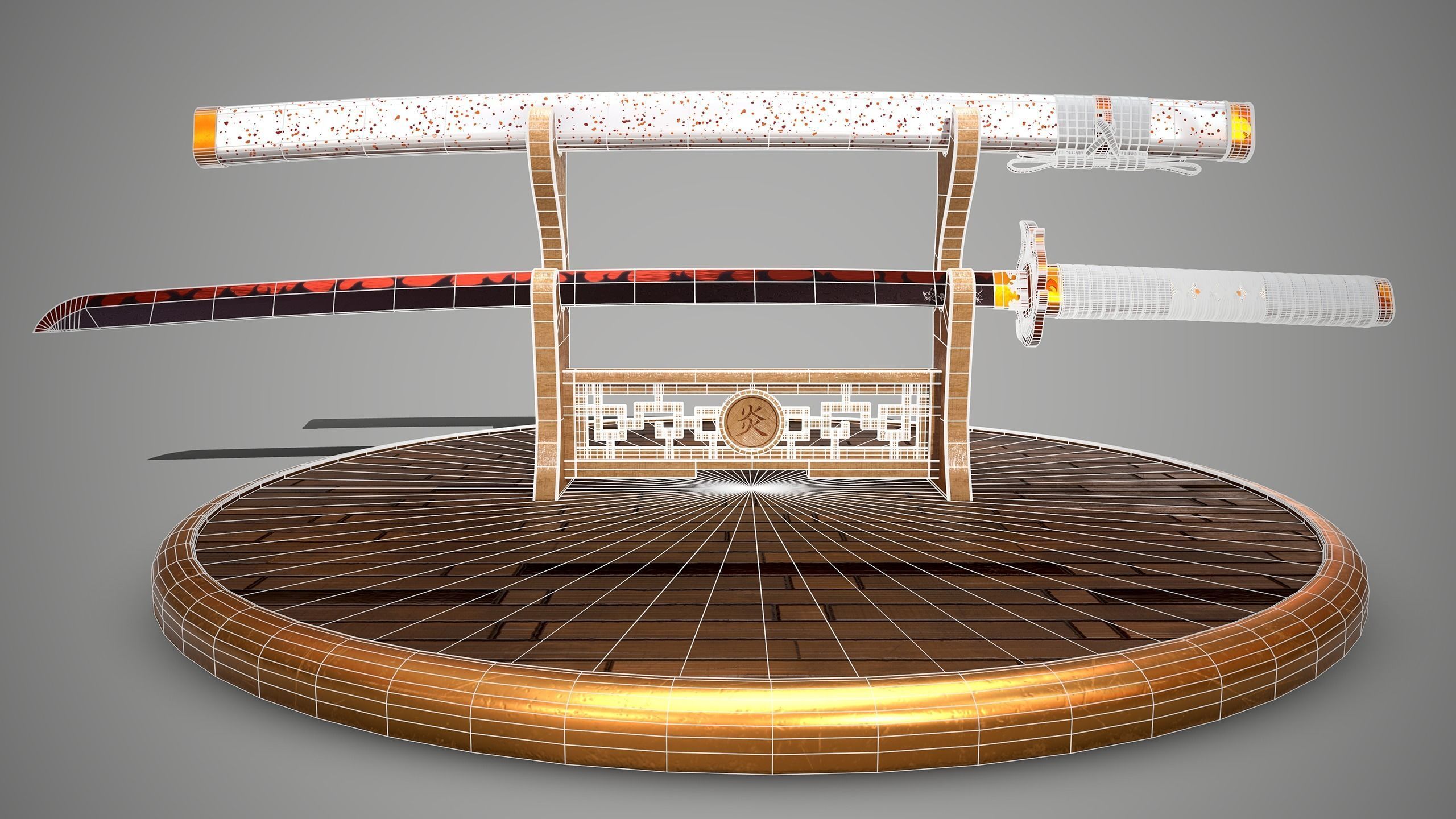 Kyojuro Rengoku Katana - Kimetsu no Yaiba Fanart Free 3D model_9