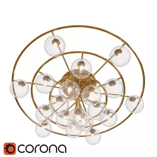 light brass and glass ceiling with clear glass balls