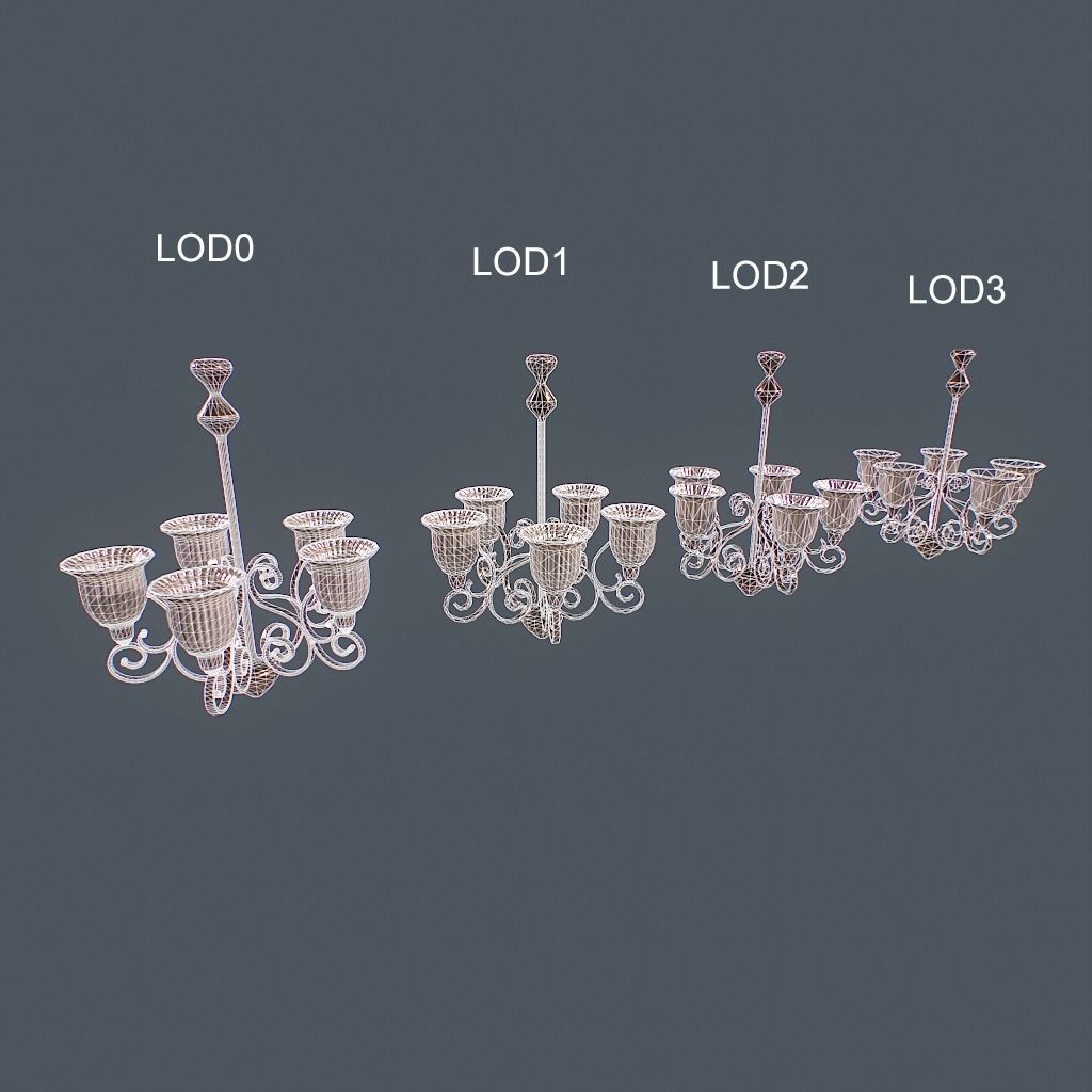 Chandelier v1 Low-poly 3D model_17