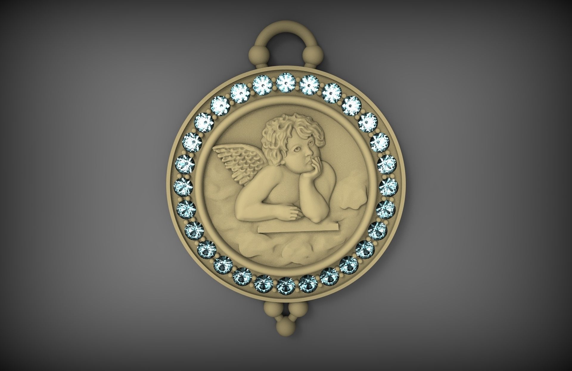 pendant  angel with stones  STL 3D print model_0