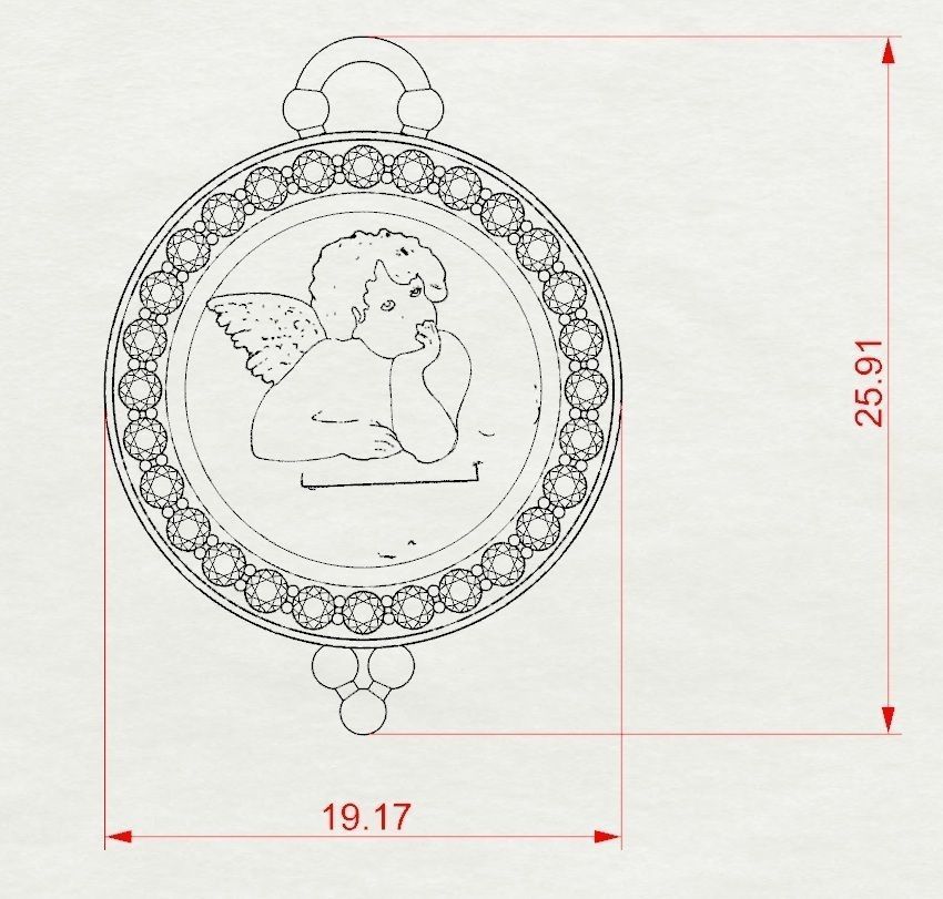 pendant  angel with stones  STL 3D print model_1