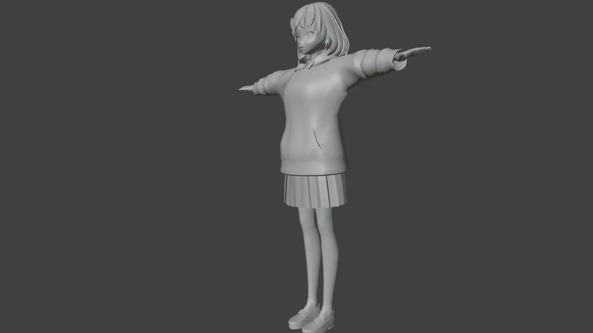 cute anime girl character - Yumi Low-poly 3D model_9