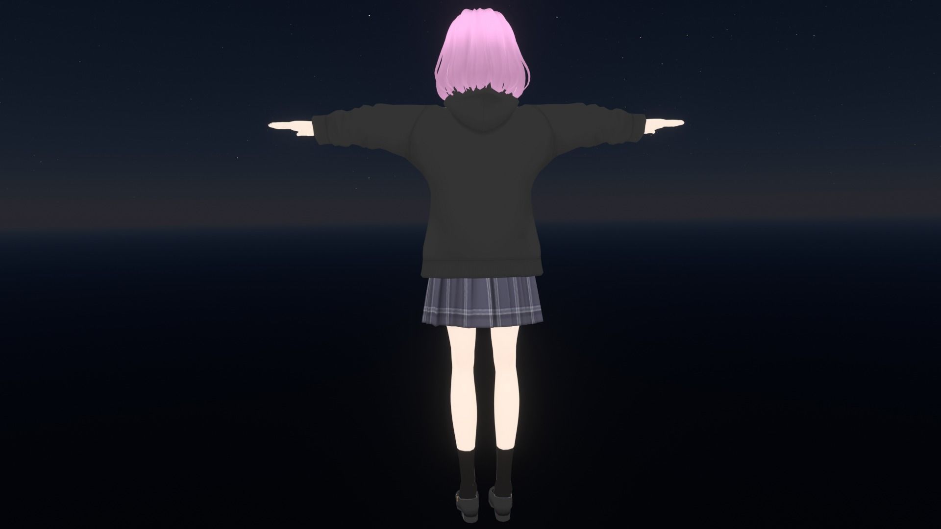 cute anime girl character - Yumi Low-poly 3D model_6