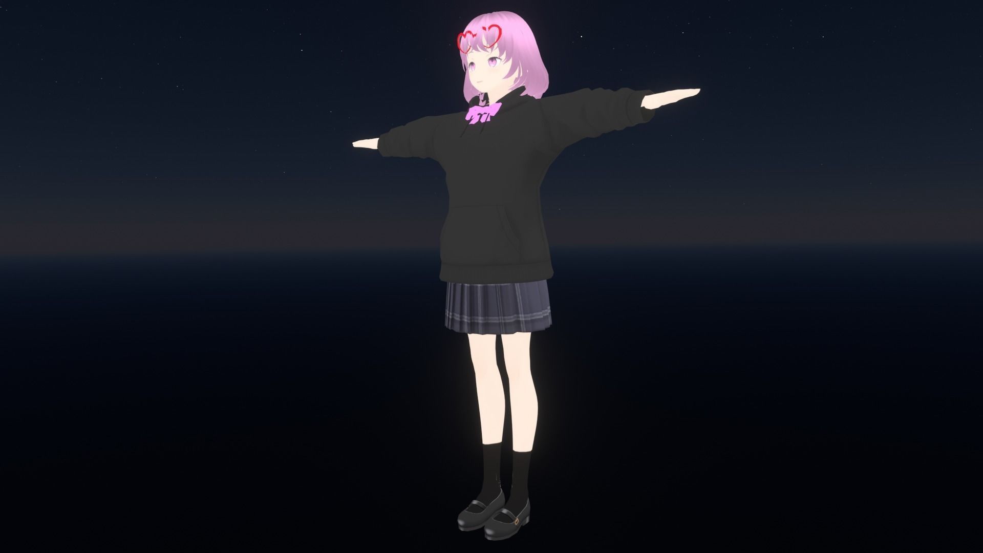 cute anime girl character - Yumi Low-poly 3D model_3