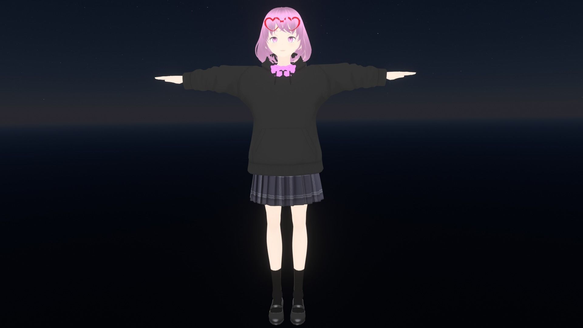 cute anime girl character - Yumi Low-poly 3D model_2