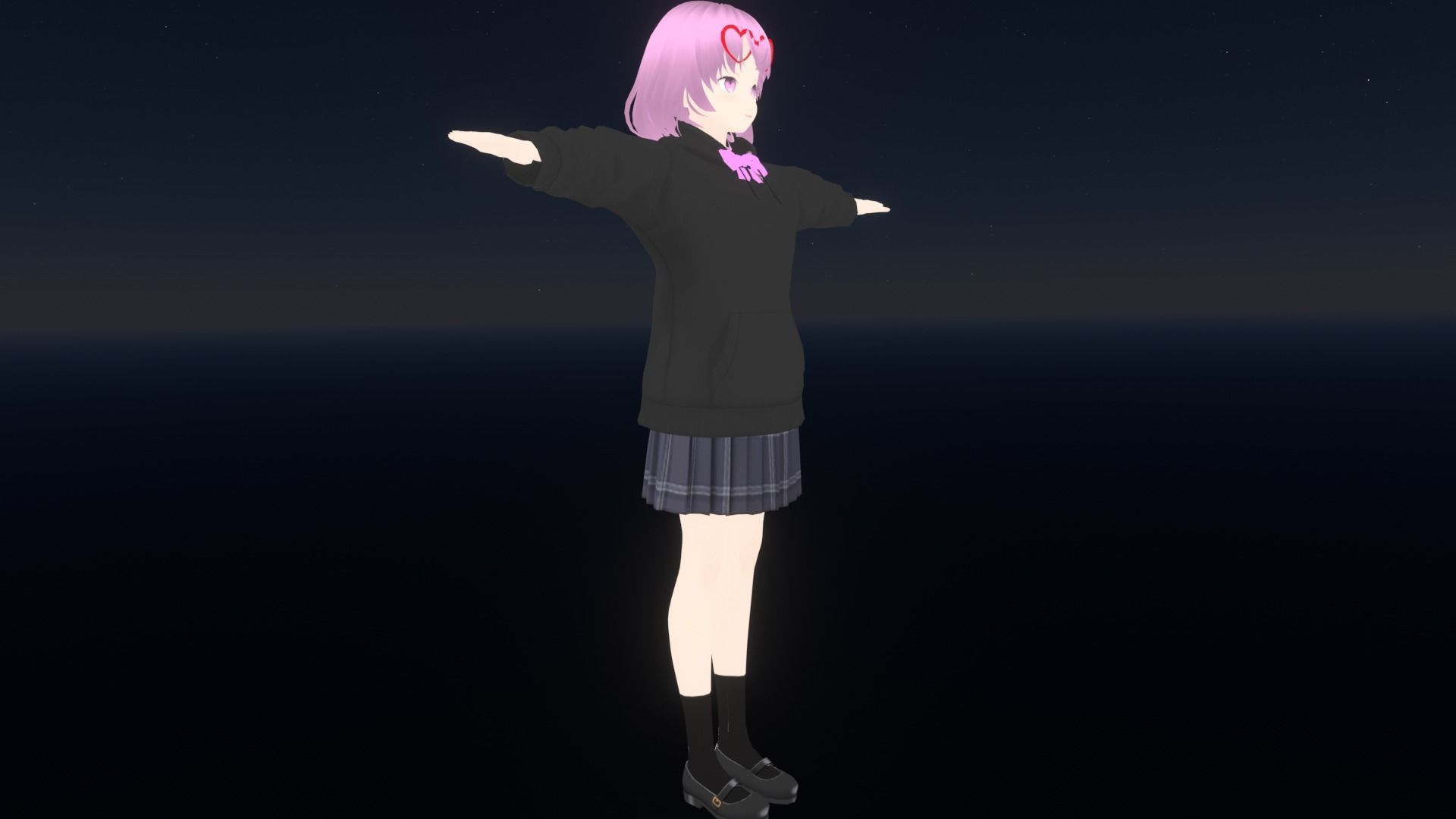 cute anime girl character - Yumi Low-poly 3D model_5