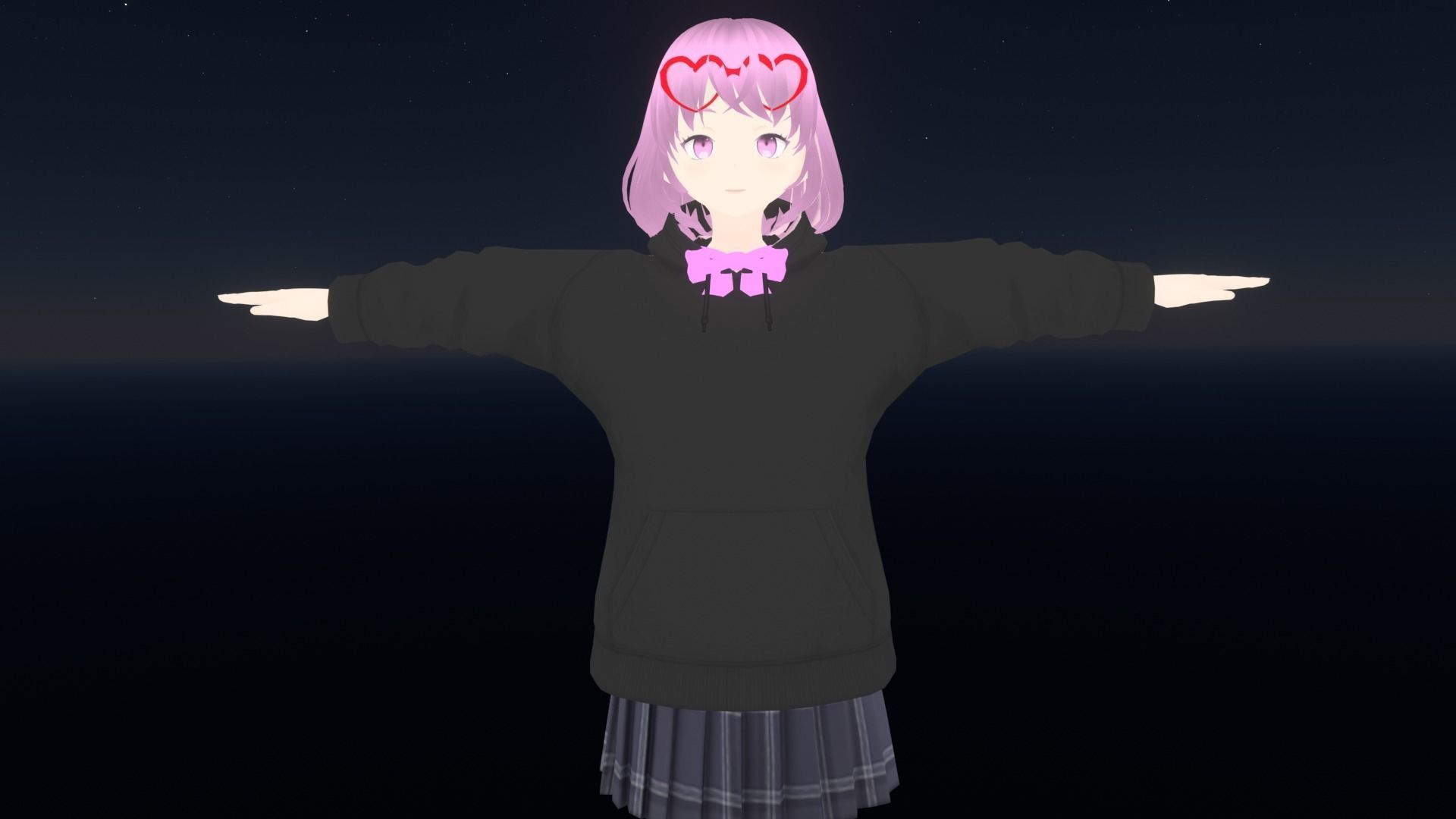 cute anime girl character - Yumi Low-poly 3D model_1