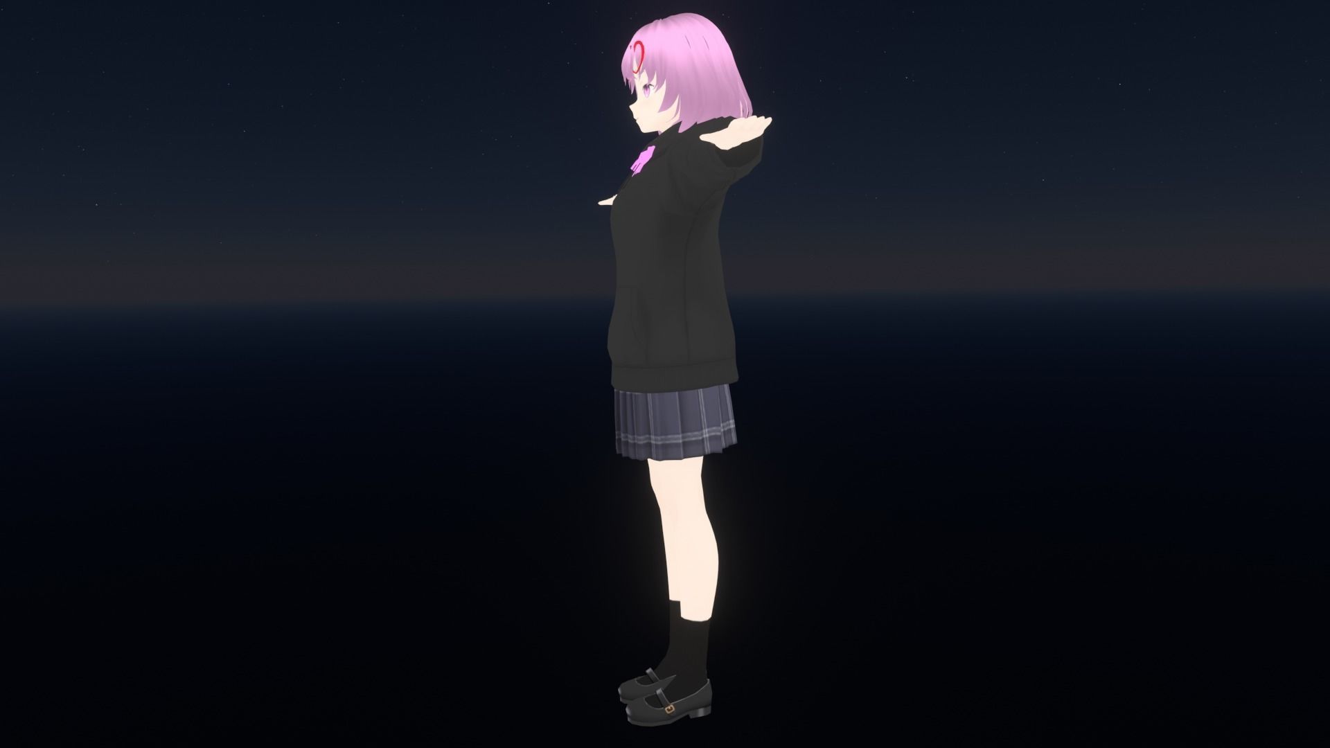 cute anime girl character - Yumi Low-poly 3D model_4