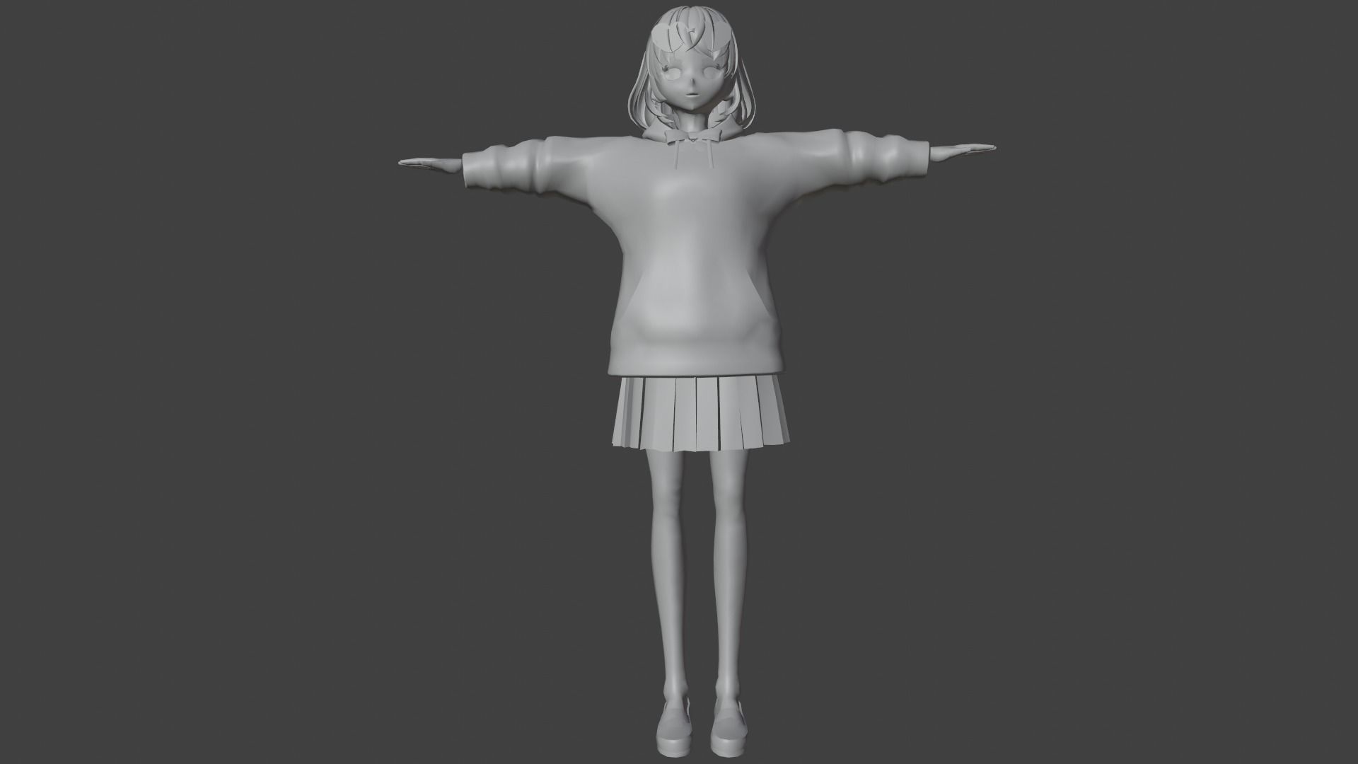 cute anime girl character - Yumi Low-poly 3D model_7