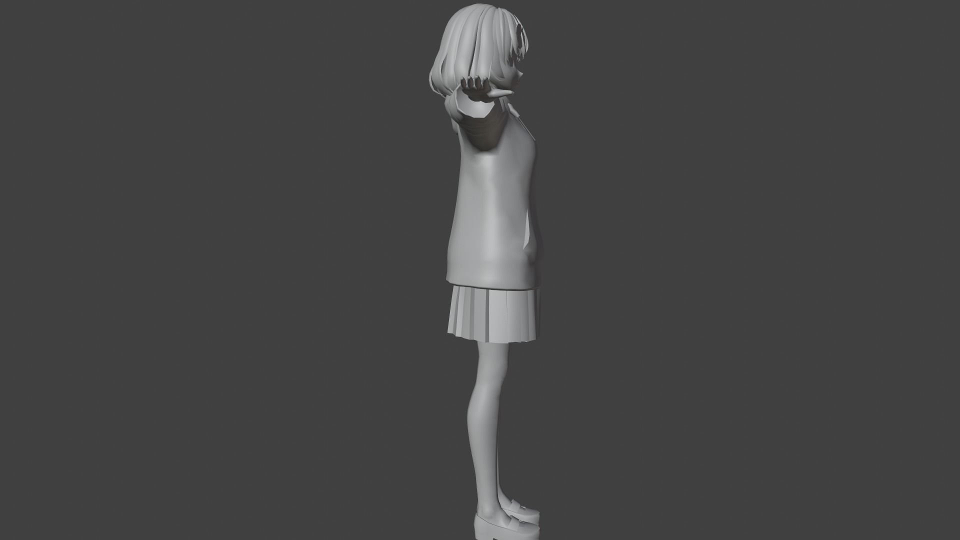 cute anime girl character - Yumi Low-poly 3D model_8