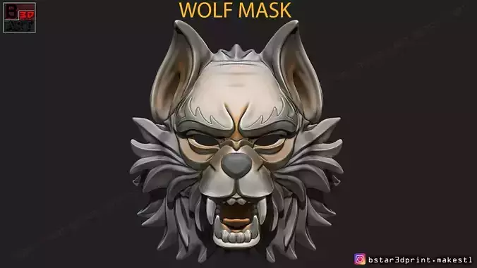 Wolf Mask - Japanese Samurai Mask - Oni Tiger Mask - Halloween 