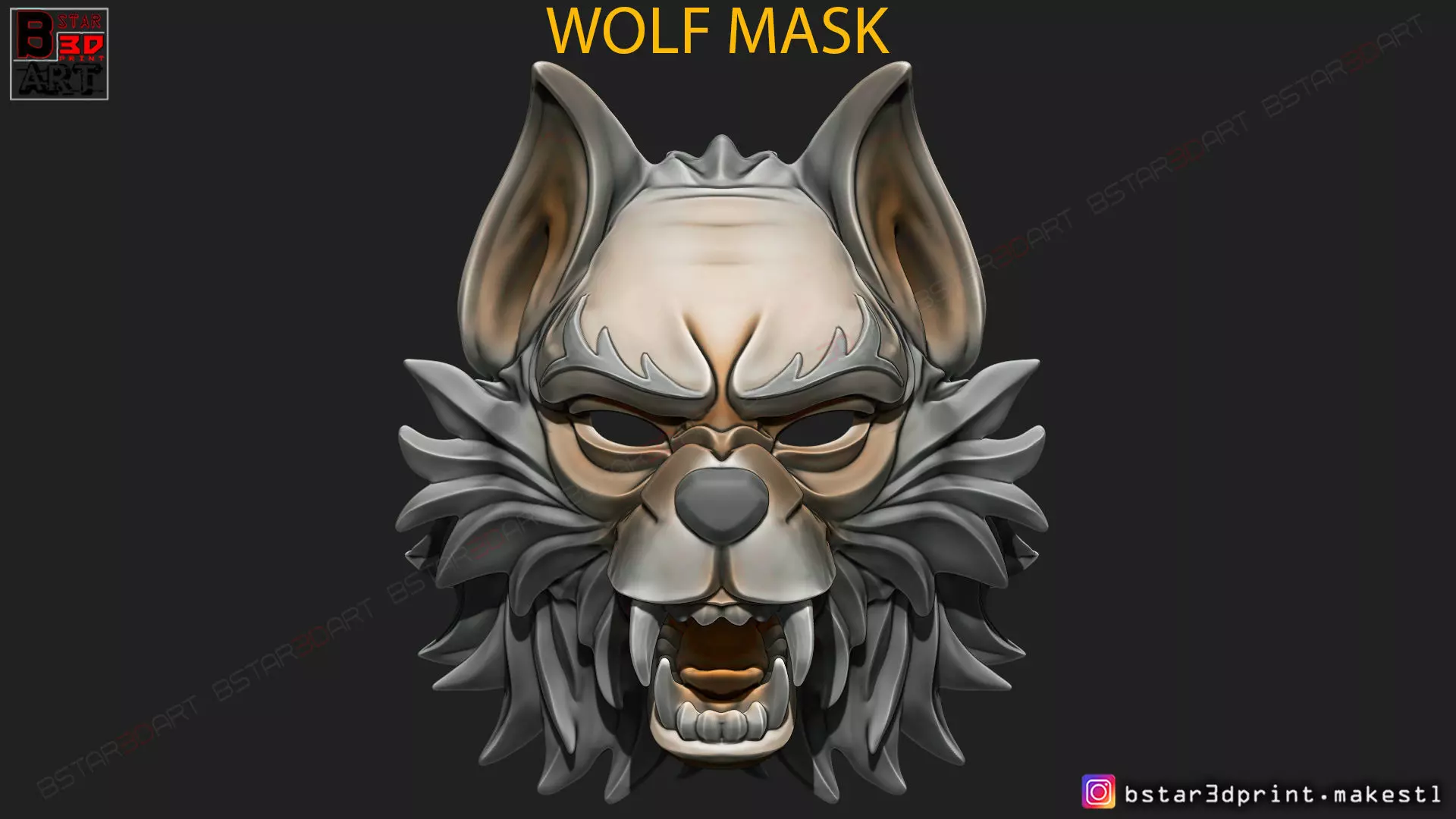 Wolf Mask - Japanese Samurai Mask - Oni Tiger Mask - Halloween 3D print model