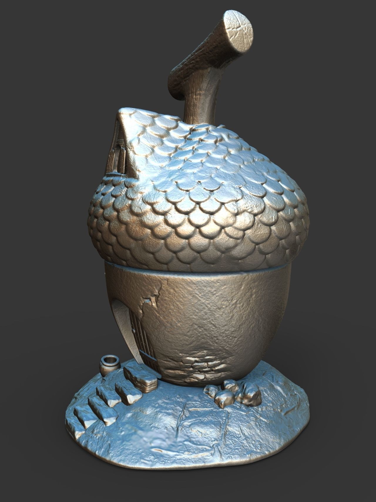 acorn cute forest house squirrels 3D print model_2