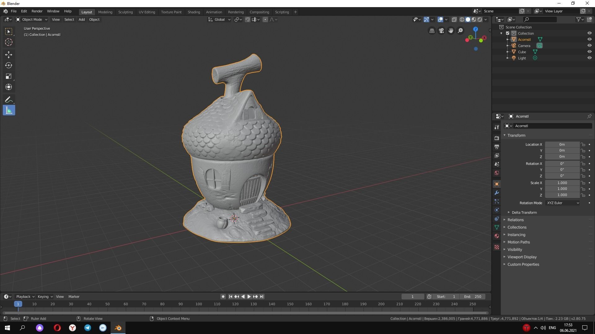 acorn cute forest house squirrels 3D print model_6