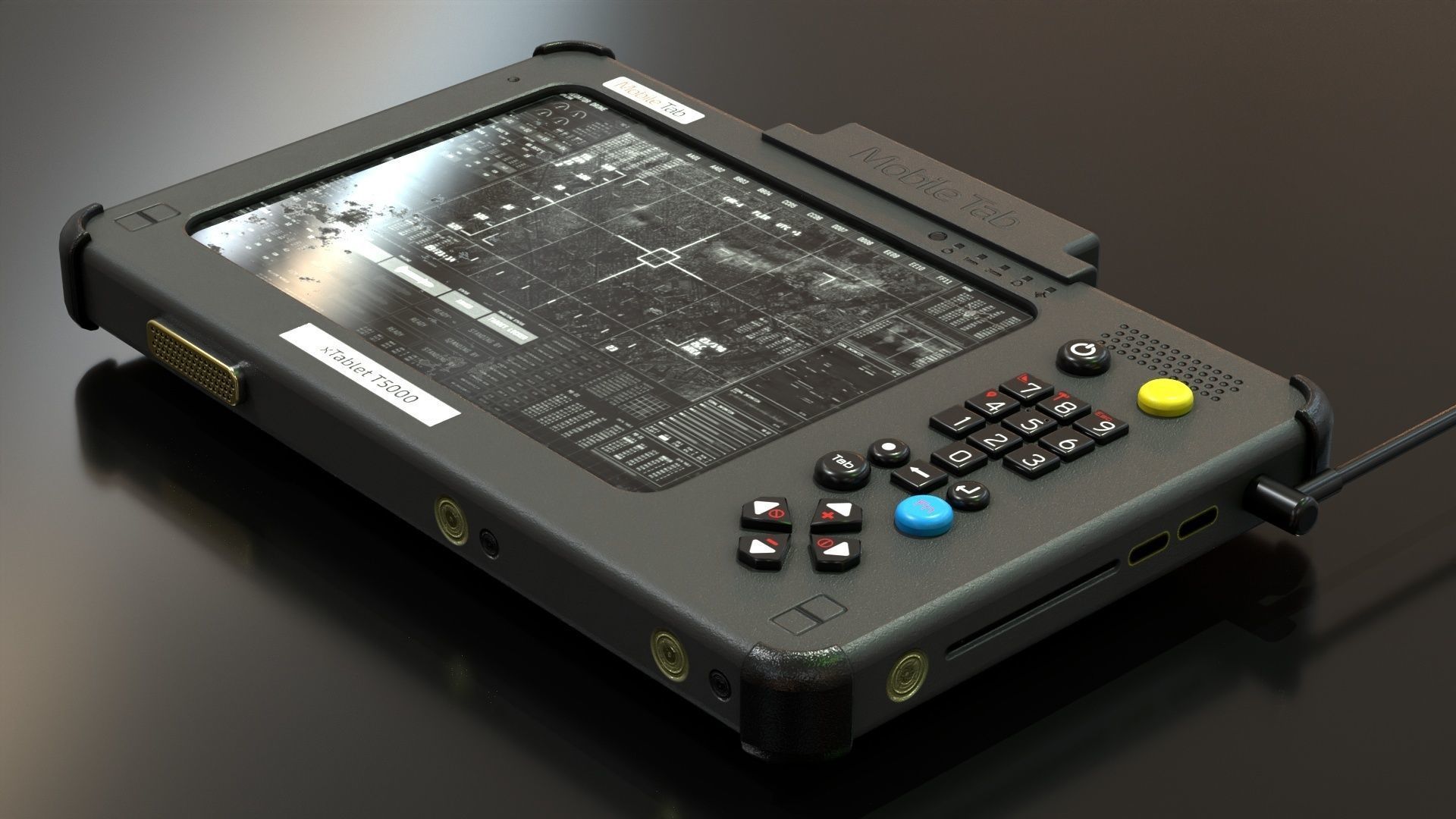 Military Tablet PC Console Low-poly 3D model_16