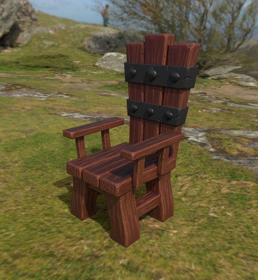 Low Poly Throne Model chair Low-poly 3D model_1