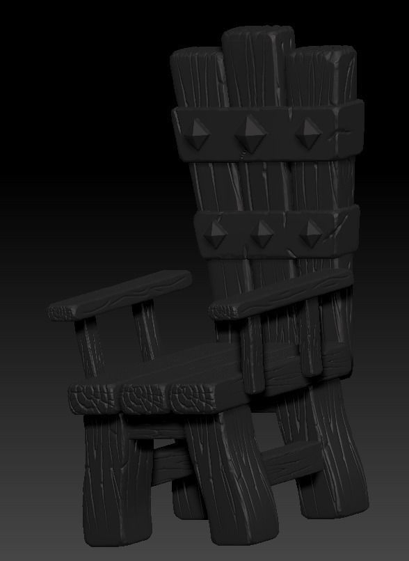 Low Poly Throne Model chair Low-poly 3D model_6