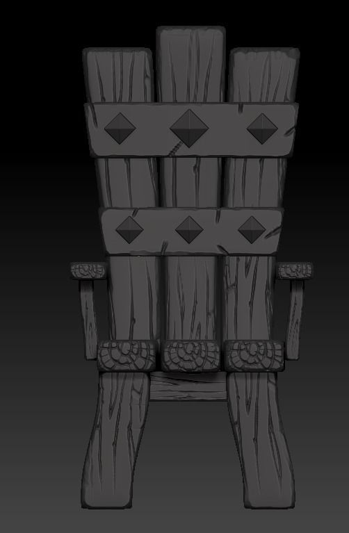 Low Poly Throne Model chair Low-poly 3D model_5