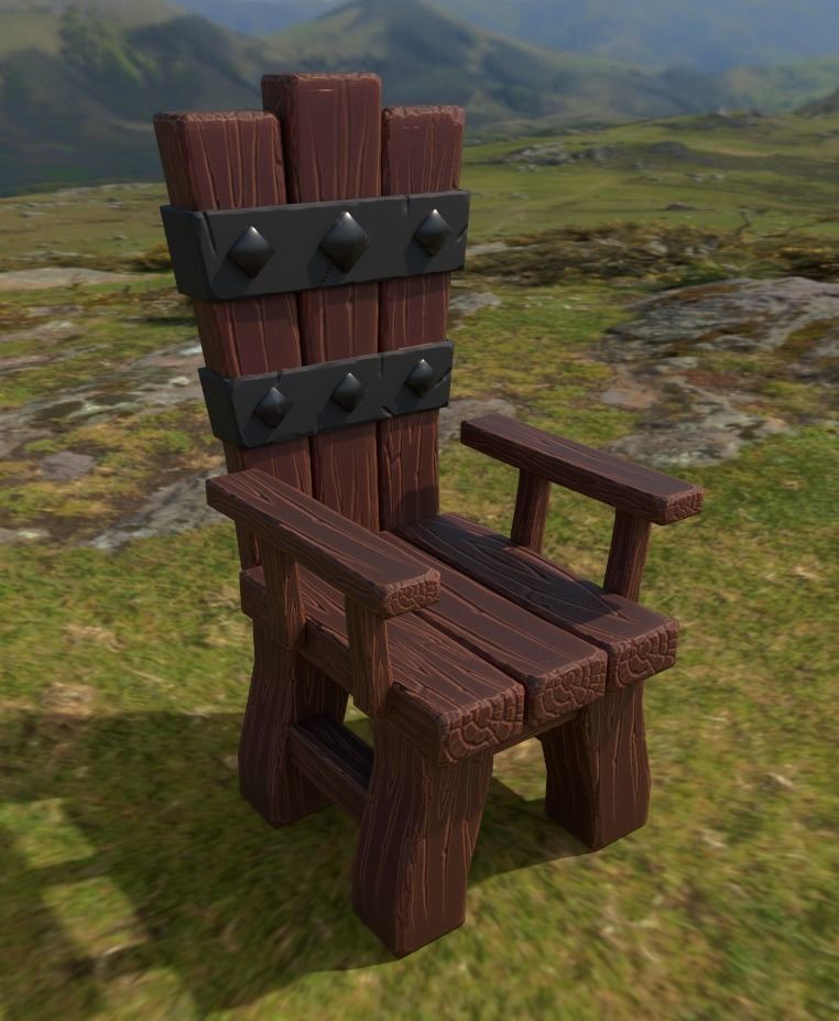 Low Poly Throne Model chair Low-poly 3D model_2