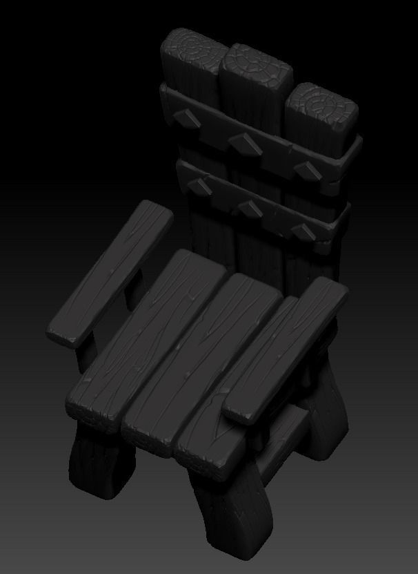 Low Poly Throne Model chair Low-poly 3D model_7
