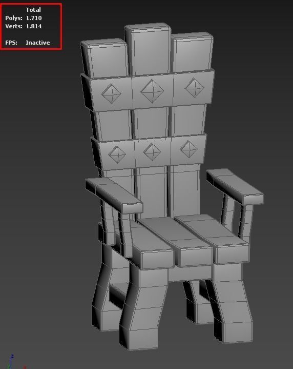 Low Poly Throne Model chair Low-poly 3D model_3