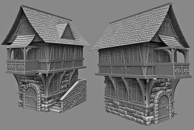 Medieval house 3D print model
