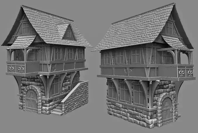 Medieval house 3D print model