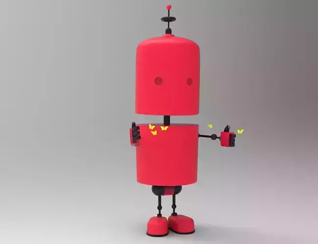 Cute Robot with butterflies 3D model 