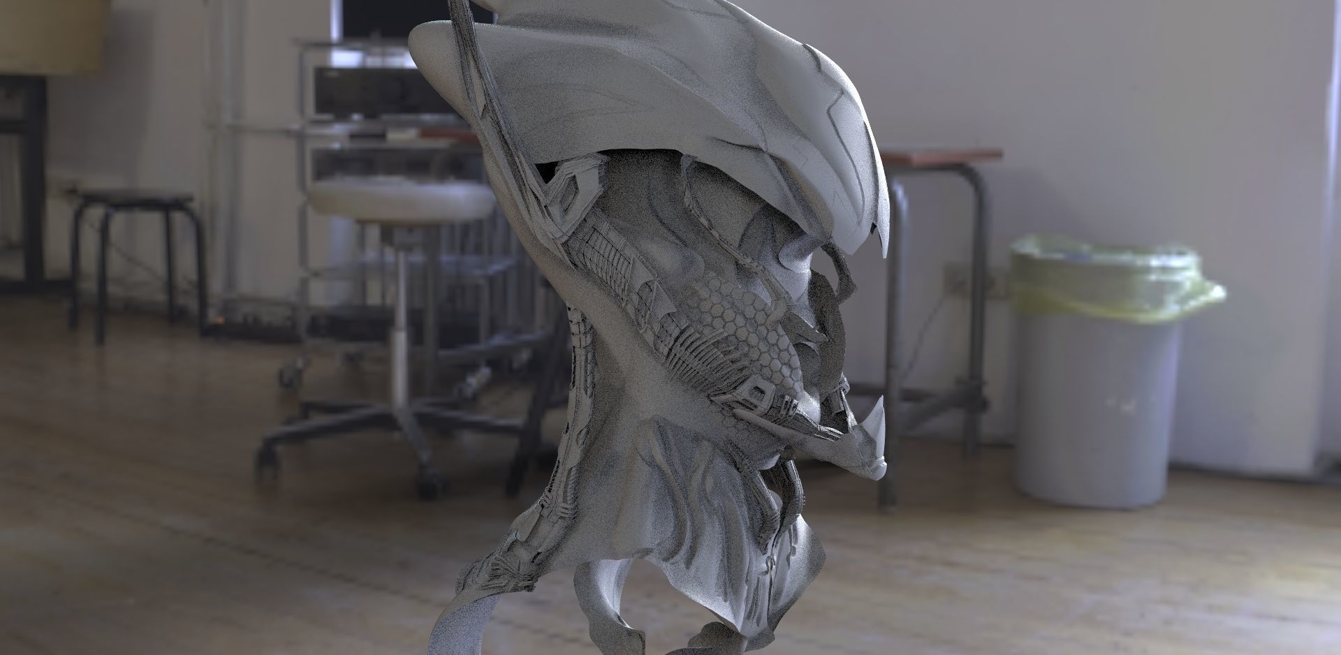 Sci-Fi helmet model sculpt 3D model_2