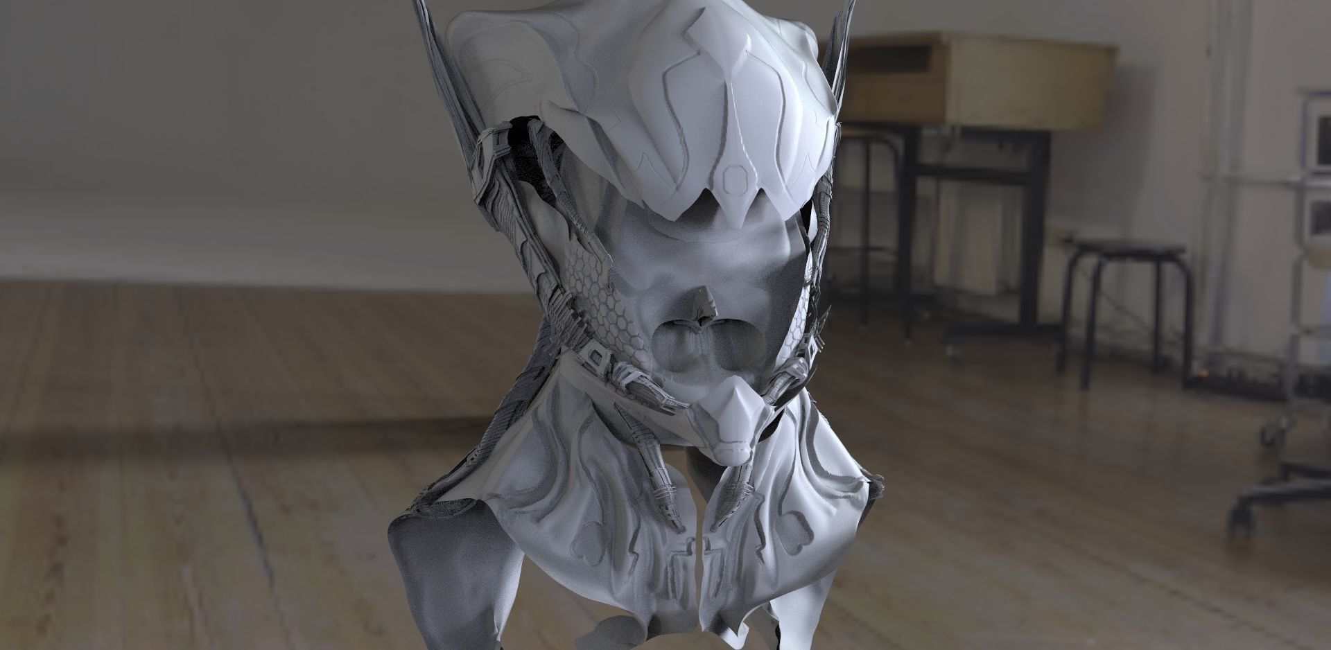 Sci-Fi helmet model sculpt 3D model_1