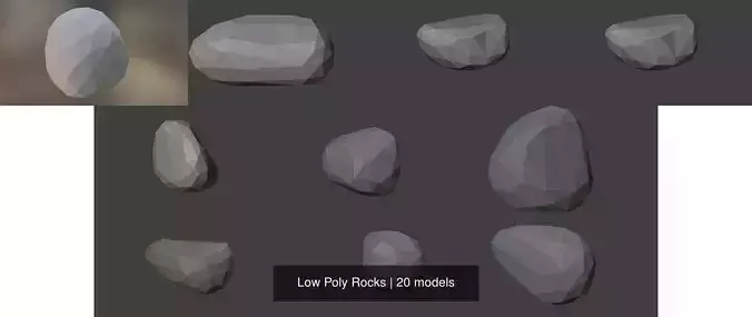 Low Poly Rocks polygonal egg 3D Model Collection