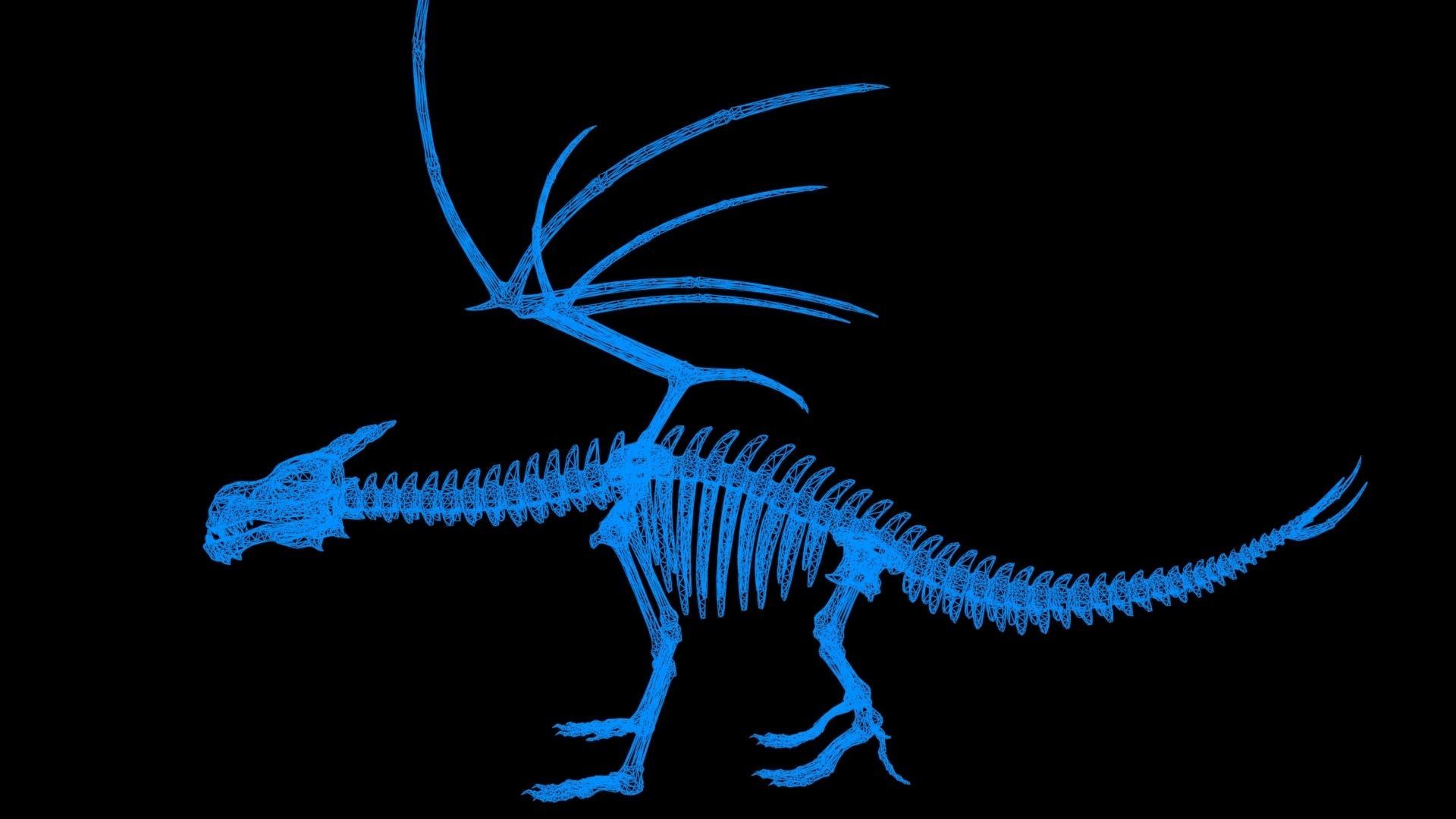 Dragon skeleton Low-poly 3D model_15