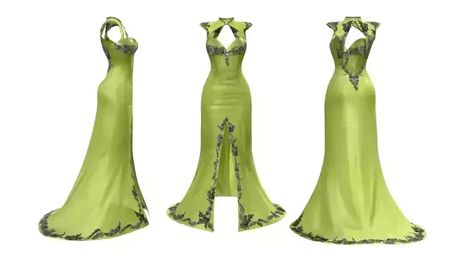 Cheongsam Mermaid Tail Evening Dress Low-poly 3D model