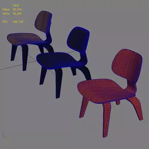 Vitra Plywood Lounge Chair Wood LCW 3D model 7