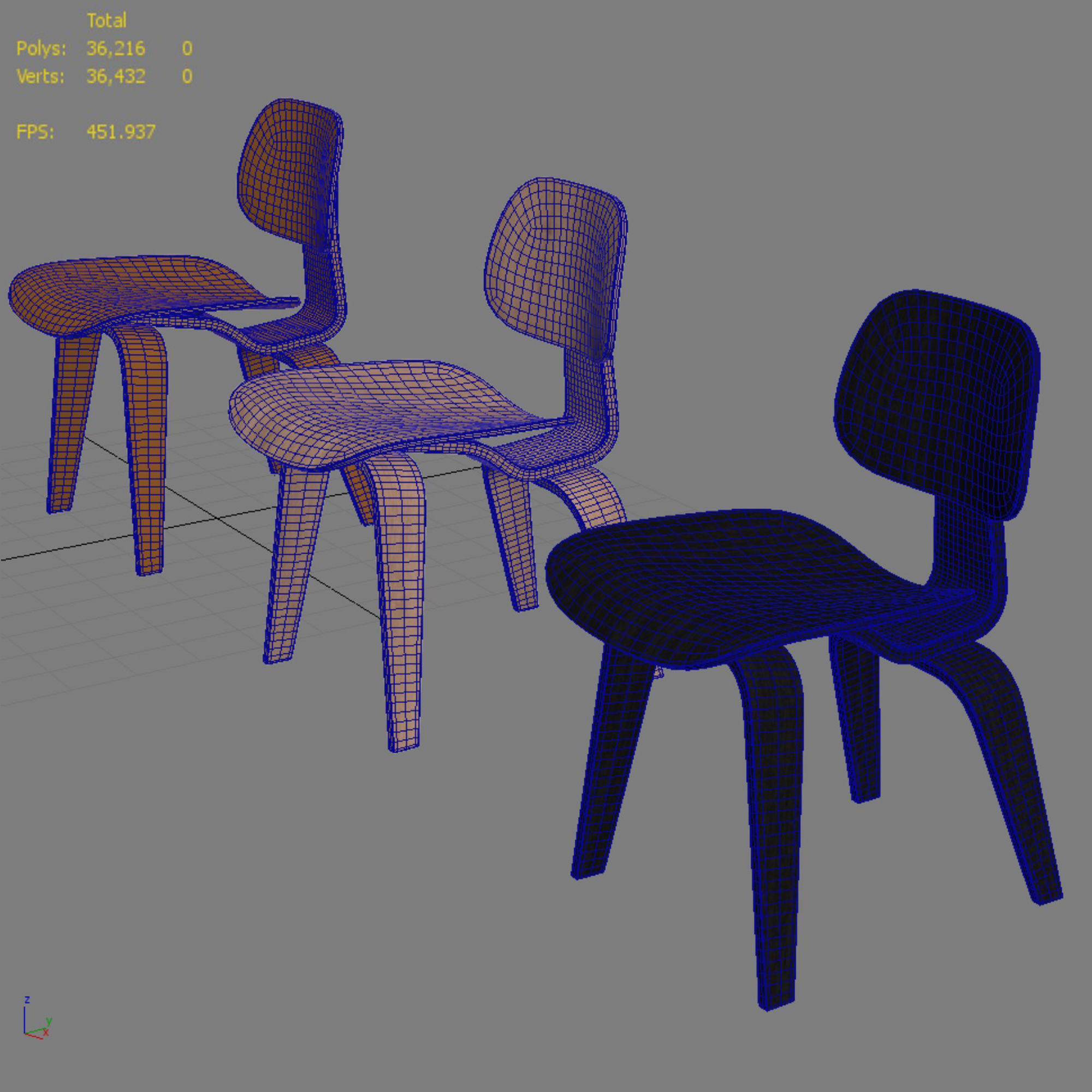 Vitra Plywood Dining Chair Wood DCW 3D model_6