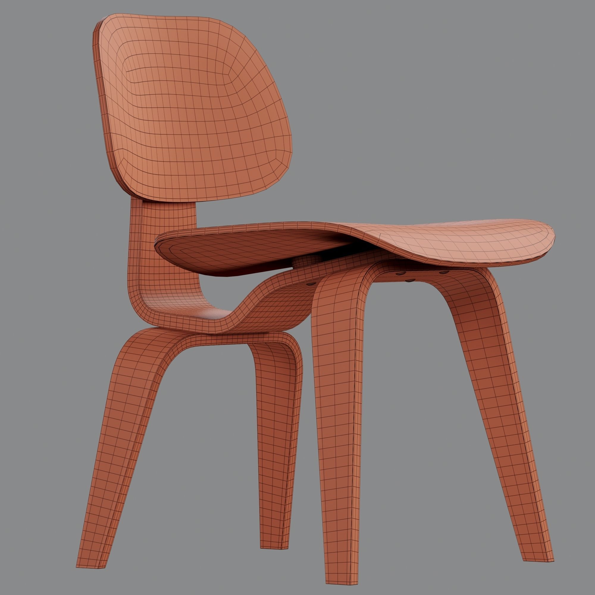 Vitra Plywood Dining Chair Wood DCW 3D model_4