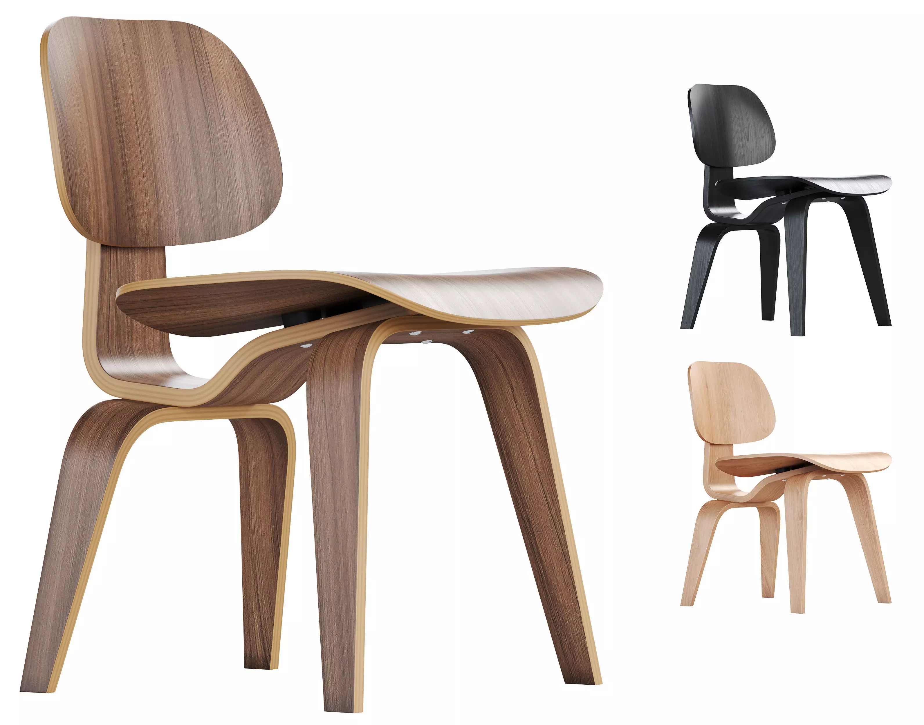 Vitra Plywood Dining Chair Wood DCW 3D model_0