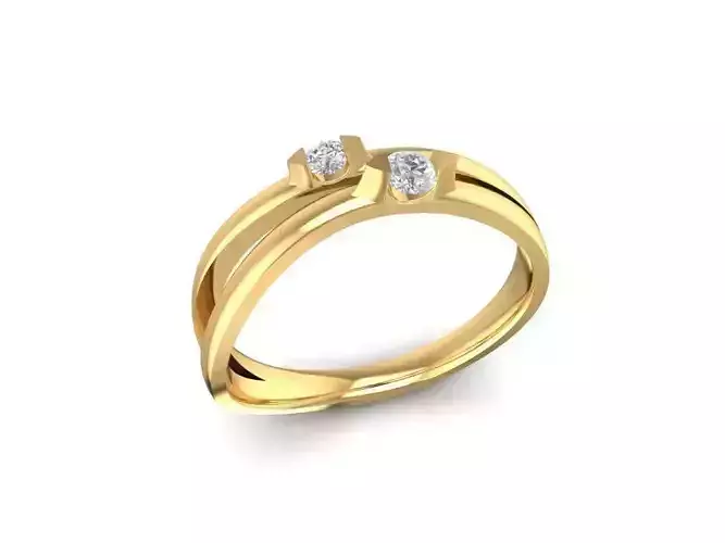 Elegant Twisted Gemstone Couple Ring 2380